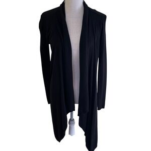 Leith Black Long Open Front Waterfall Cardigan XS